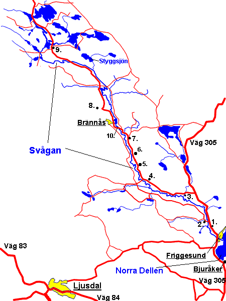 Map of River Svågan